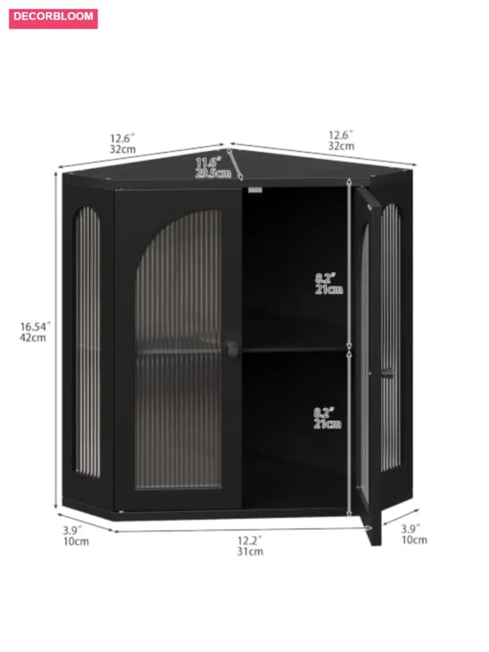 Corner Bread Box with Acrylic Windows, Bamboo Double Layer Kitchen Countertop